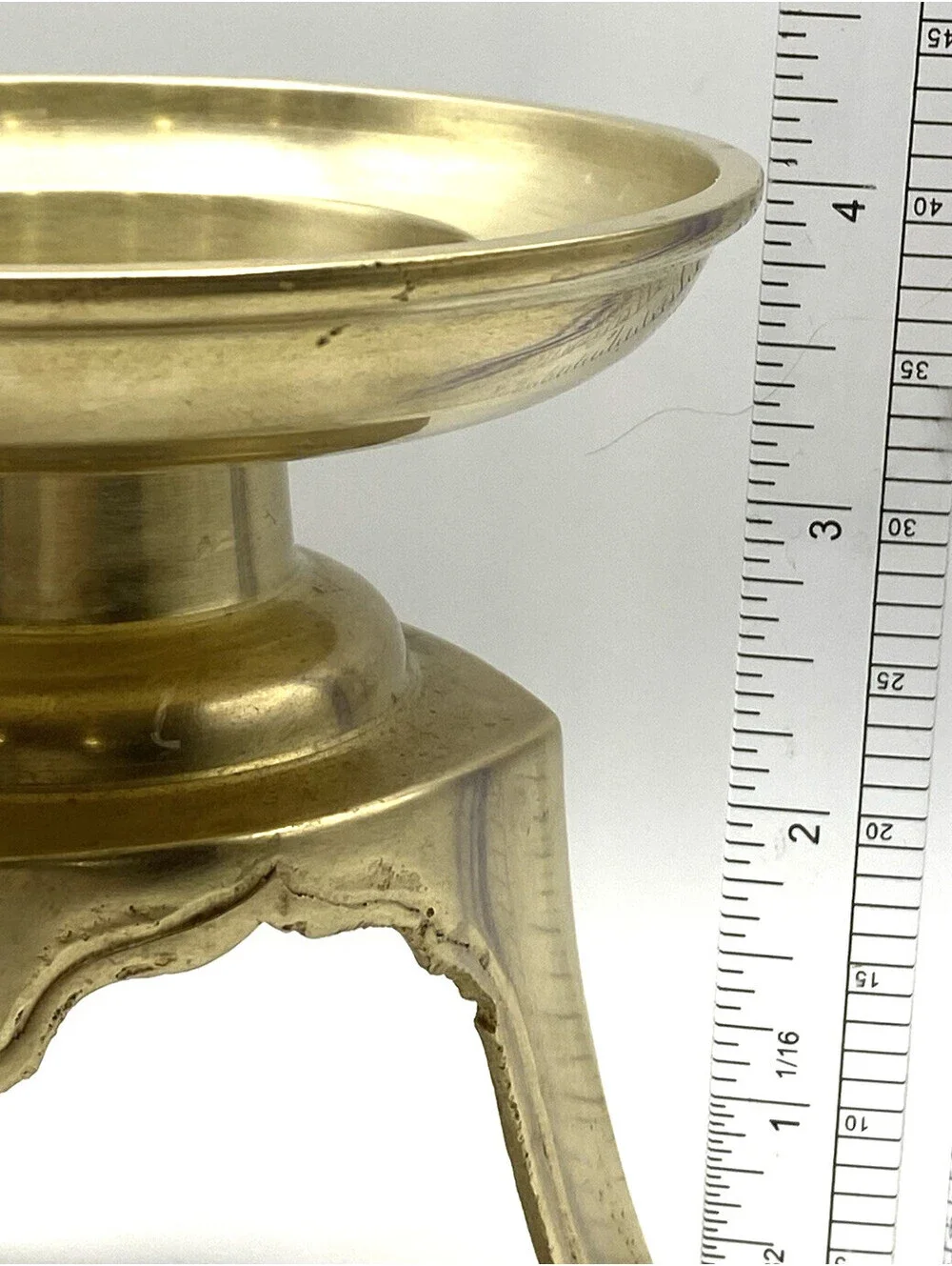 Vintage Solid Brass Incense Holder Candle Stand 3 Leg Made In India